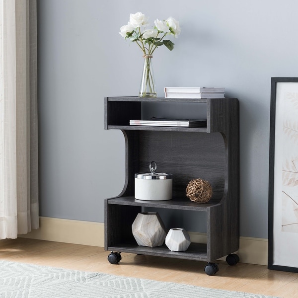Q-Max Four Shelfing Spaces Printer Stand Chairside Table with a Three Tier Display. Opens flyout.