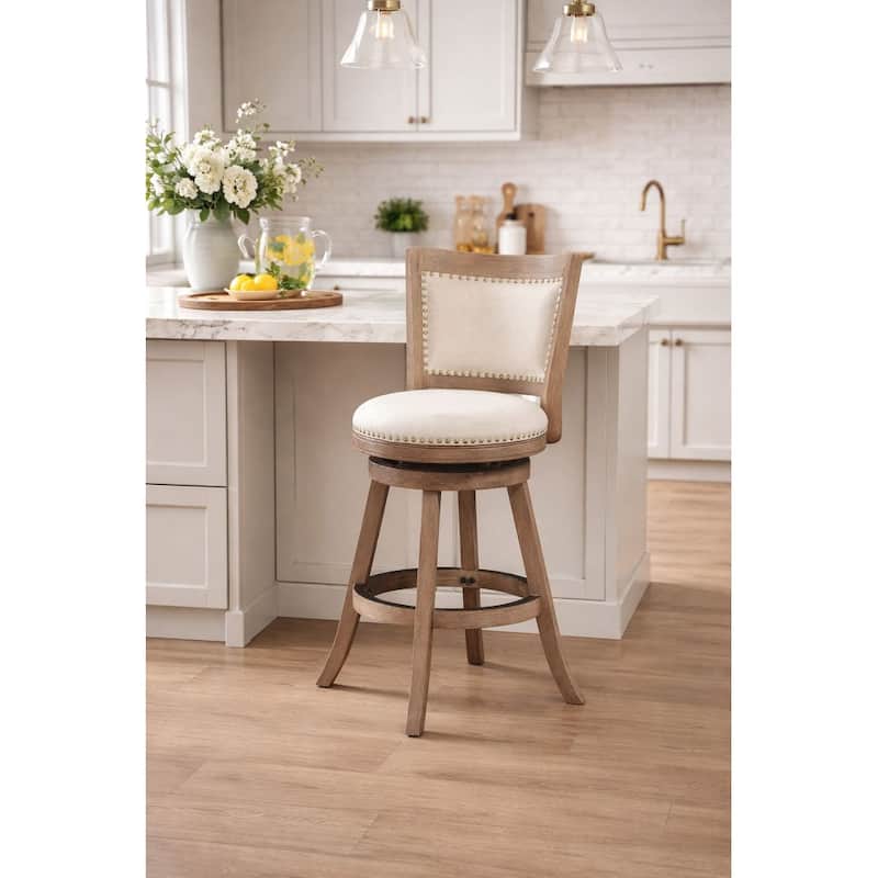 Melrose High Back Swivel Wood Counter Stool