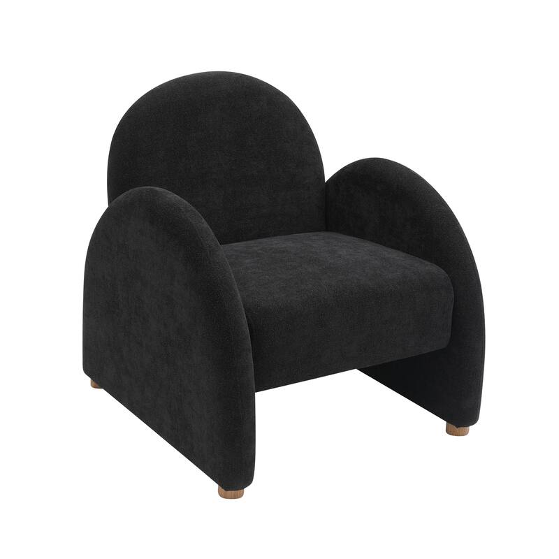 Modern Boucle Accent Armchair - Comfortable Upholstered Lounge Chair with Curved Armrests, Stylish Minimalist Chair