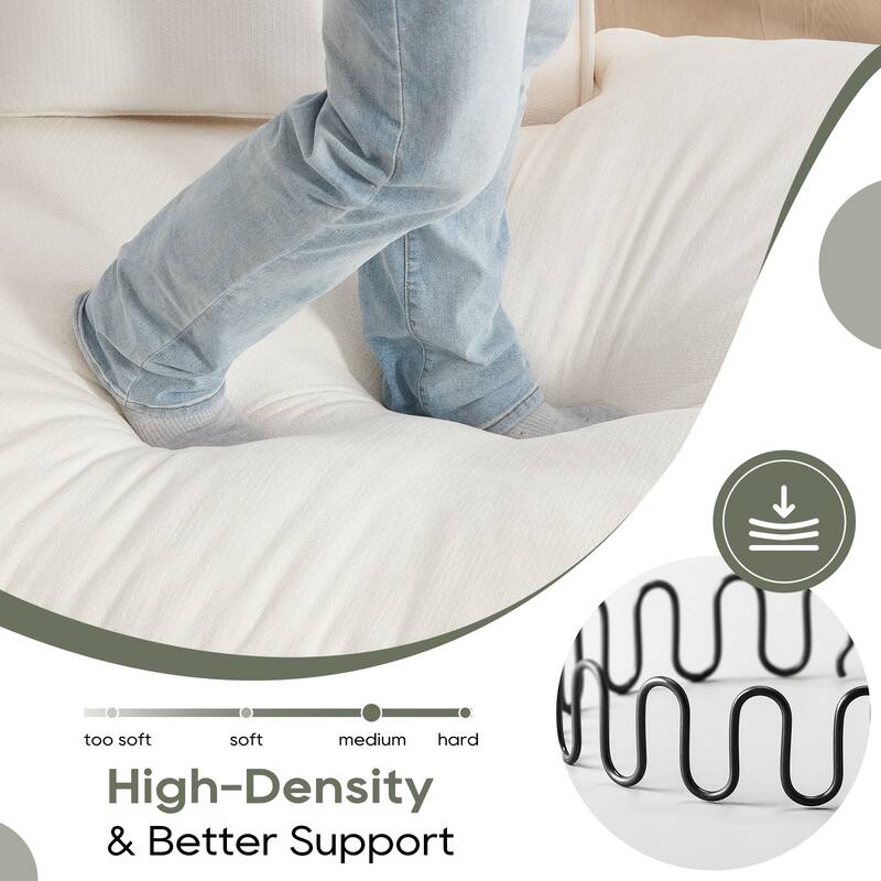 Modular Deep Seat Sectional Sofa with Chaise Lounge, Fabric Upholstered Cloud Boneless Couch, High-Density Sponge Floor Sofa