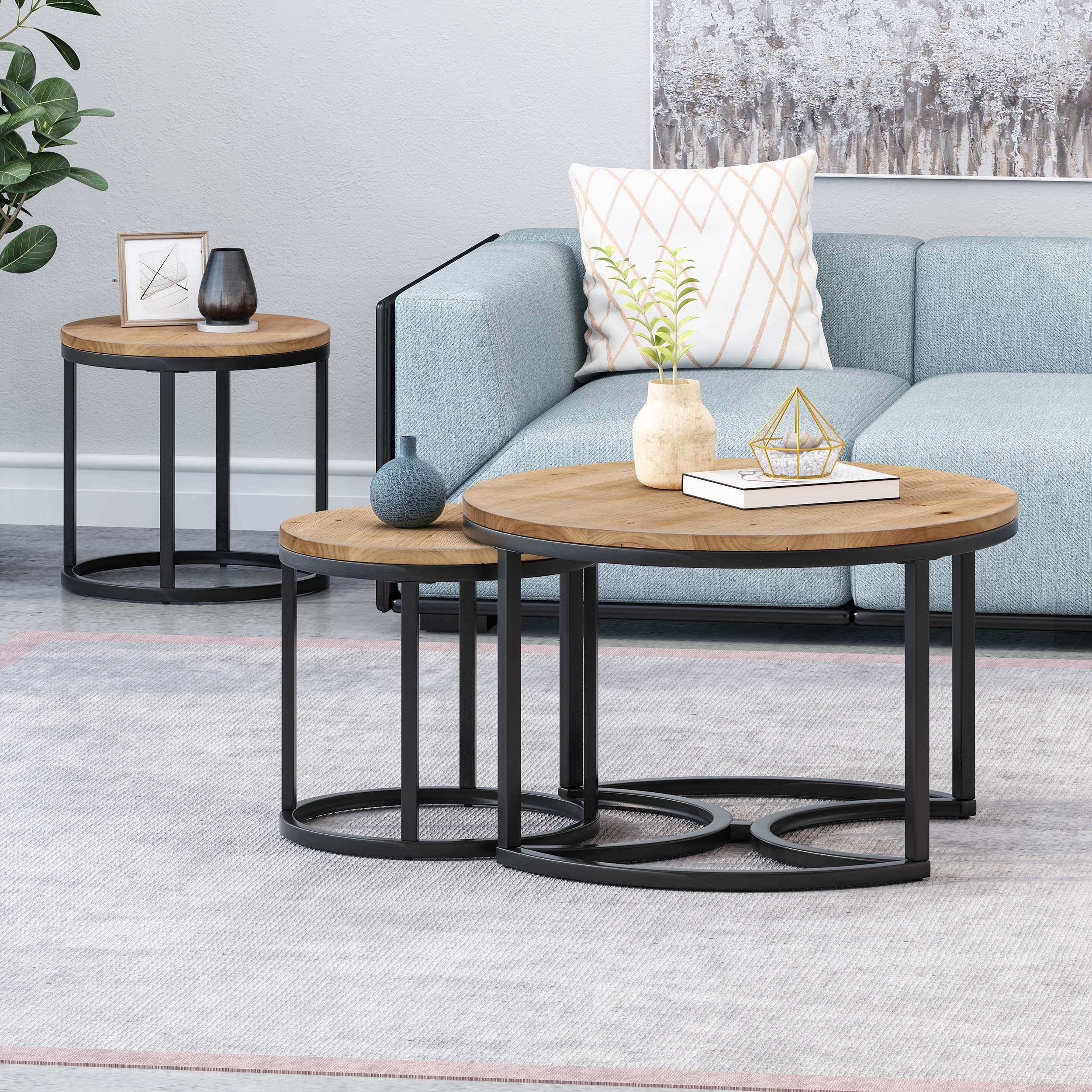 Gerrish Modern Industrial Coffee Table Set By Christopher Knight Home On Sale Overstock 30345520