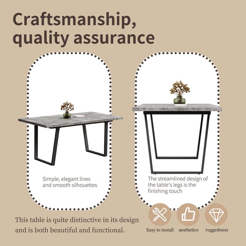 Modern Dining Table with Waterproof MDF Top, Easy to Clean & Assemble