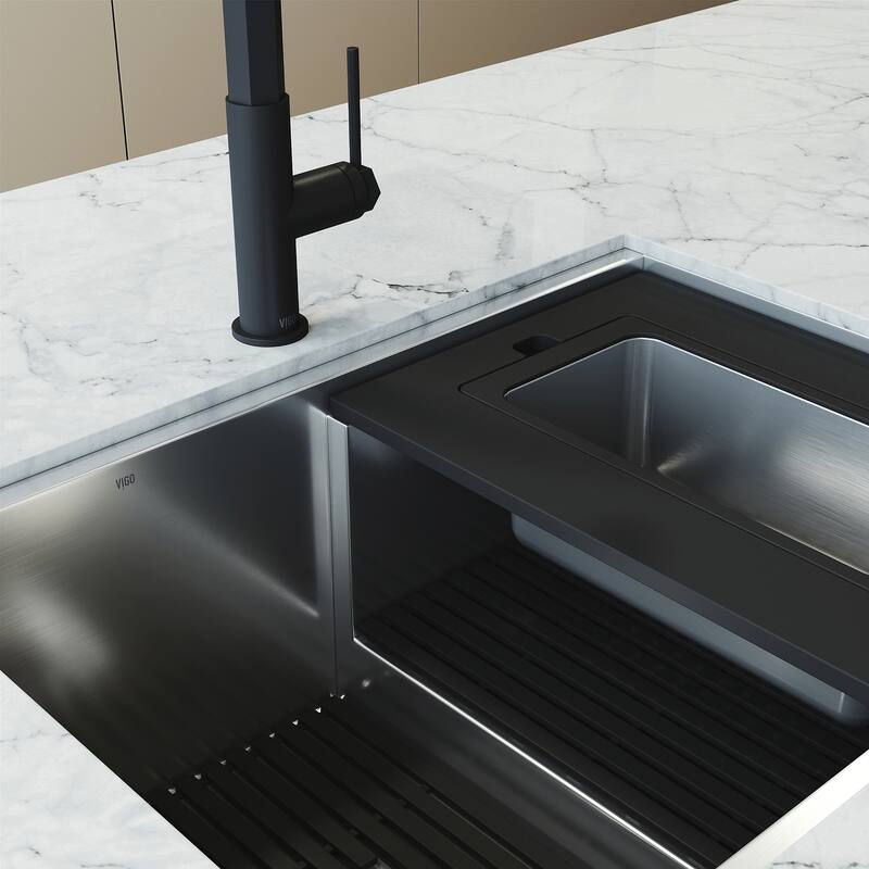 VIGO Hampton Stainless Steel Undermount Workstation Kitchen Sink
