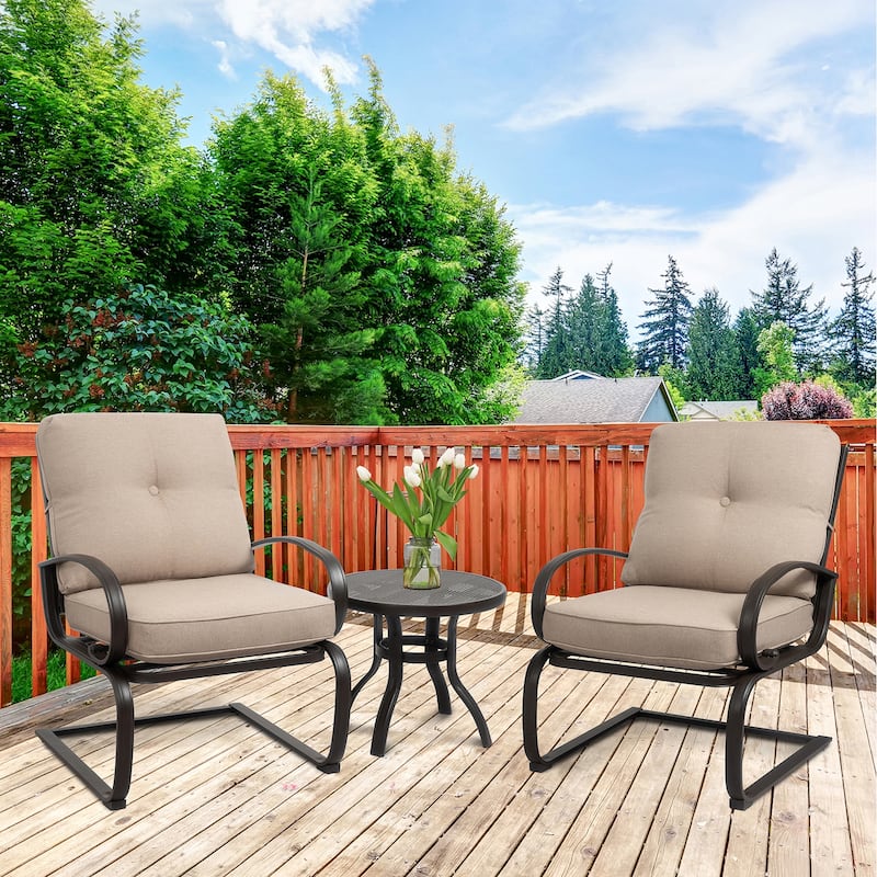 Futzca Spring Patio Chairs, 3-Piece Bistro Set Outdoor Furniture with Cushioned Seats