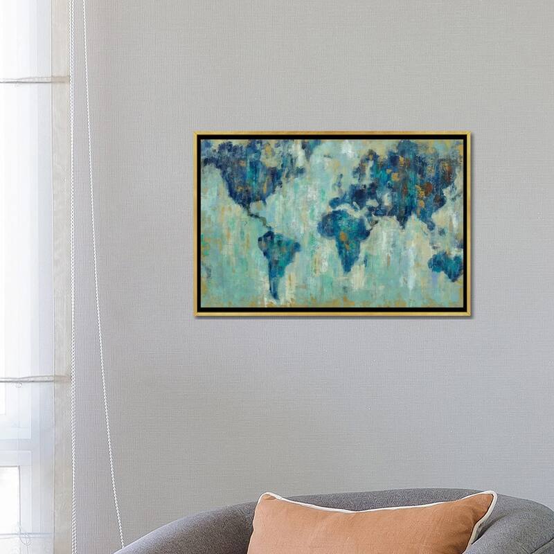 iCanvas "Map Of The World" by Silvia Vassileva Framed Canvas Print