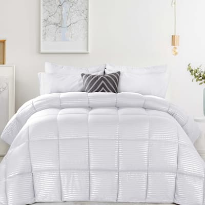 Superior 1 cm Striped Brushed Microfiber Reversible Down Alternative Comforter