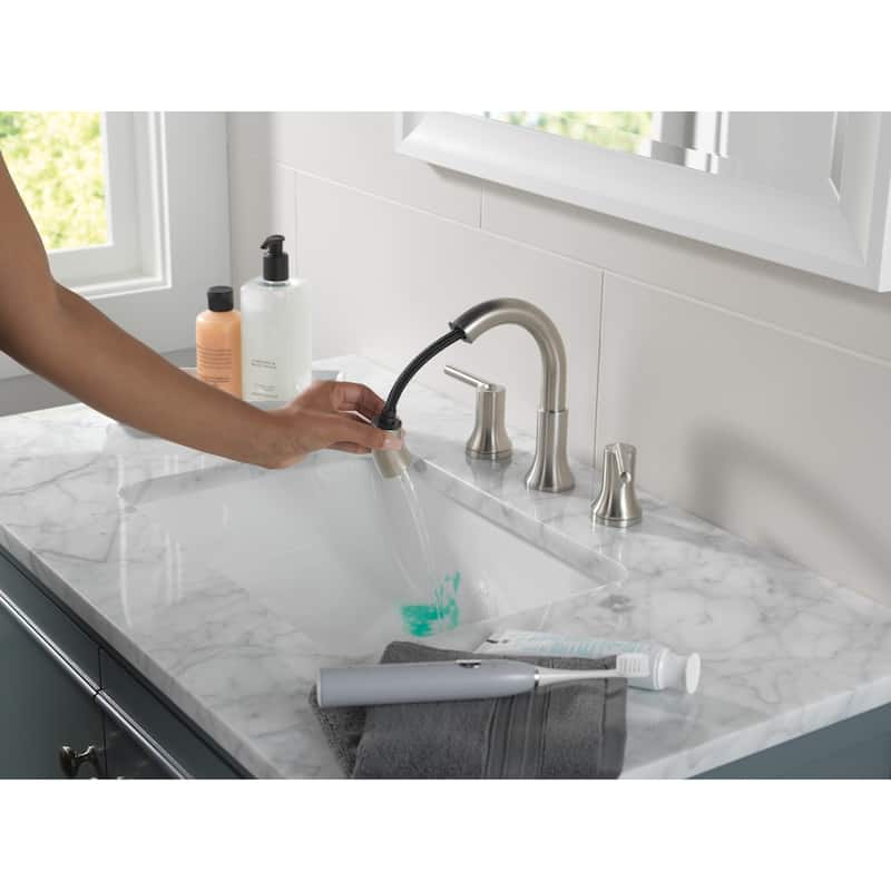 Delta 3559-PD-DST Trinsic 1.2 GPM Widespread Bathroom Faucet with Pull