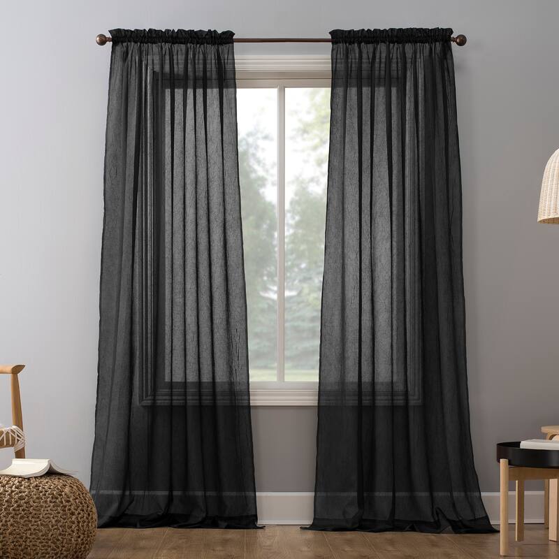 No. 918 Erica Sheer Crushed Voile Single Curtain Panel, Single Panel