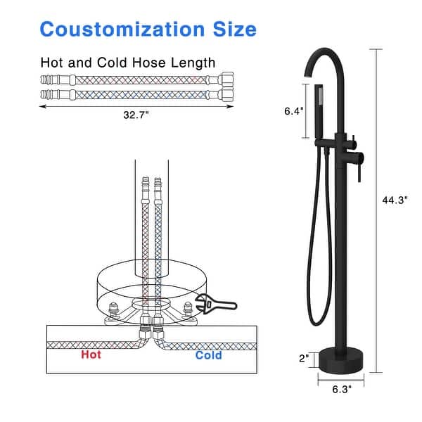 Dual Function Freestanding Stainless Steel Tub Faucet Hand Shower Set ...