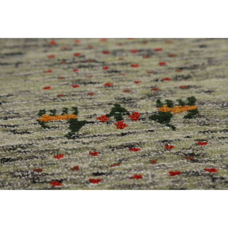 Hand Knotted Oriental 100% Wool Carpet Tribal Animal Pictorial Green Gabbeh Area Rug - 7' 7'' X 5' 3''