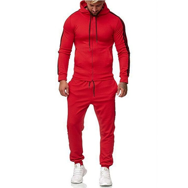 mens red tracksuit set