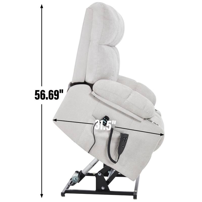Dual Motor Infinite Position Chenille Power Lift Recliner Chair with 8-Point Vibration Massage and Lumbar Heating