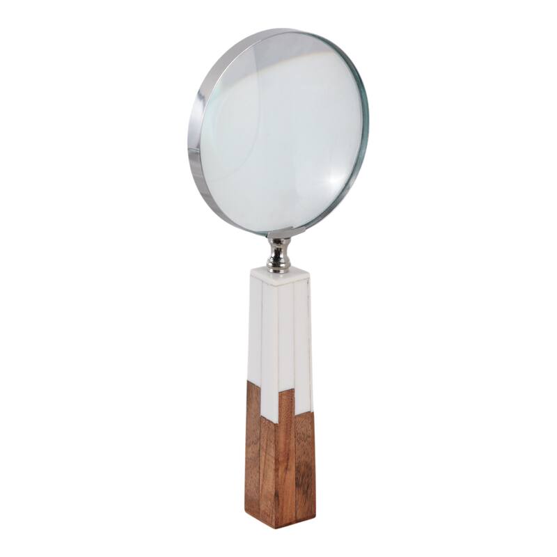 Resin Glass Decorative Object Magnifying Accent Home Decor - 10" White - 4" x 1" x 10"