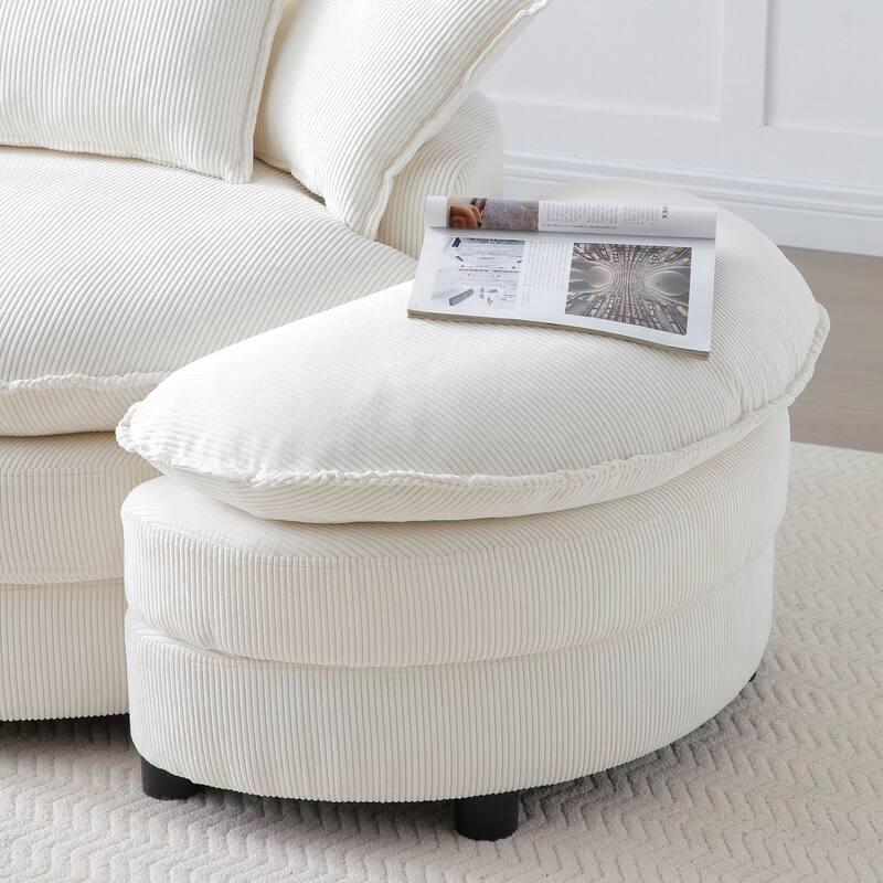 Modern Comfy 360° Swivel Barrel Chair with Ottoman and Pillows for Bedroom and Living Room