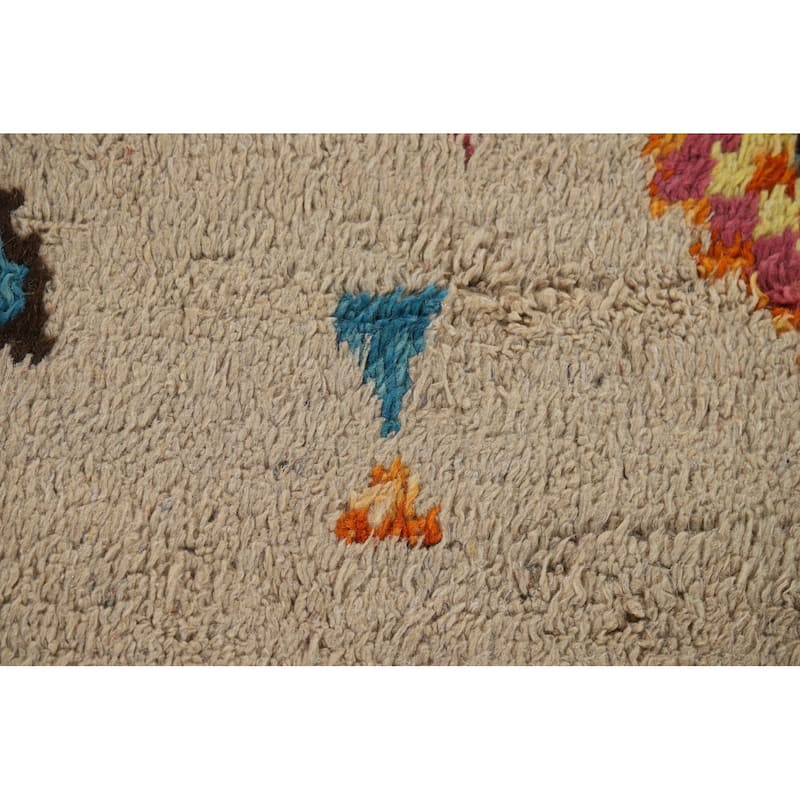 Geometric Plush Moroccan Area Rug Handmade Wool Carpet - 5'8" x 8'6"