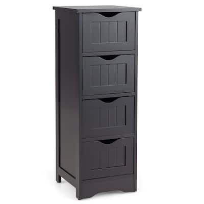 Gymax Bathroom Floor Cabinet Free Standing Storage Side Organizer W/4