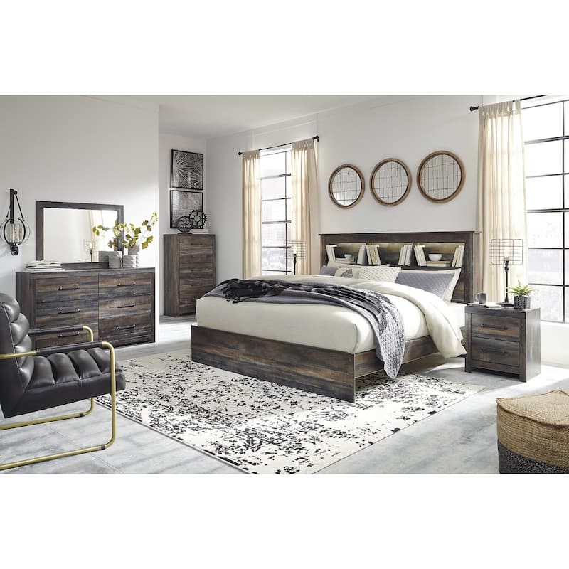 Drystan Rustic Brown Bookcase Bed
