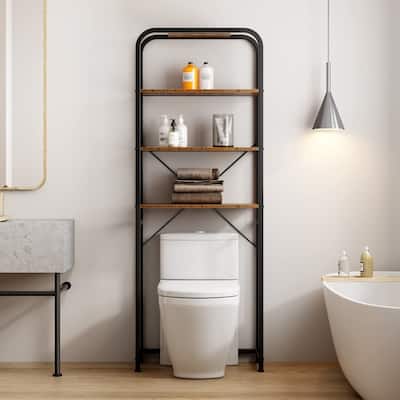 4 Tier Freestanding Industrial Bathroom Organizer - 9.8"D x 25.2"W x 67.6"H
