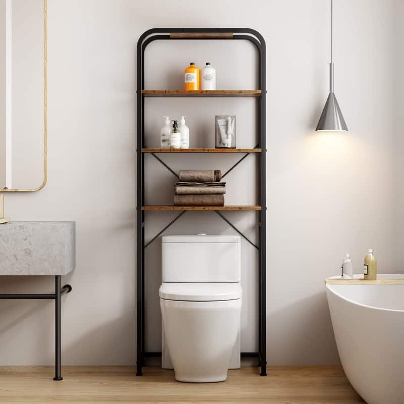 4 Tier Freestanding Industrial Bathroom Organizer - 9.8"D x 25.2"W x 67.6"H