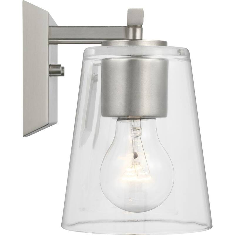 Vertex Collection Three-Light Brushed Nickel Clear Glass Contemporary Bath Light - 20.87 in x 6.25 in x 7.5 in