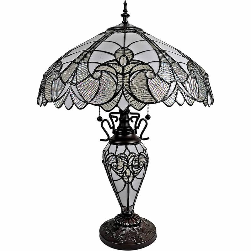 27" Metal Two-Light Candlestick Lamp with Beige Shade for Home Decor - 12” x 22” x 27”