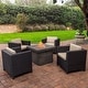 preview thumbnail 35 of 57, Puerta Outdoor 4-piece Wicker Chair Set with Square Firepit by Christopher Knight Home Brown+Beige w Brown Fire Pit