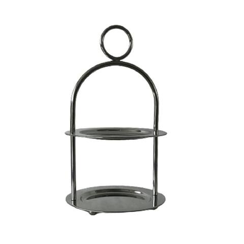 Silver Round 2 tier cake stand 7.5" dia, 13.5" H - 7.75x7.75x13.5