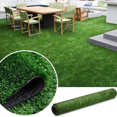 6ft x 10ft Premium Artificial Turf Mat with Drainage Holes. Thick Fake Grass with Rubber Backing