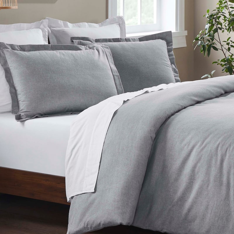 Superior Melange Flannel Cotton Two-Toned Brushed Duvet Cover Set