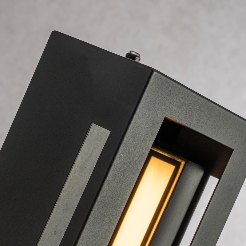 CraftHome Modern Outdoor Wall Light with Dusk to Dawn Sensor Linear Matte Black with Acrylic Shade for Porch Garage - W5''