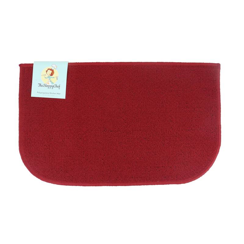 The Sloppy Chef D-Shaped Kitchen Rug - 18x30 - Red