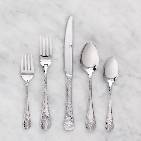 Flatware Hammered Stainless Steel 20PC Set Polaris - 9" x 0'5"