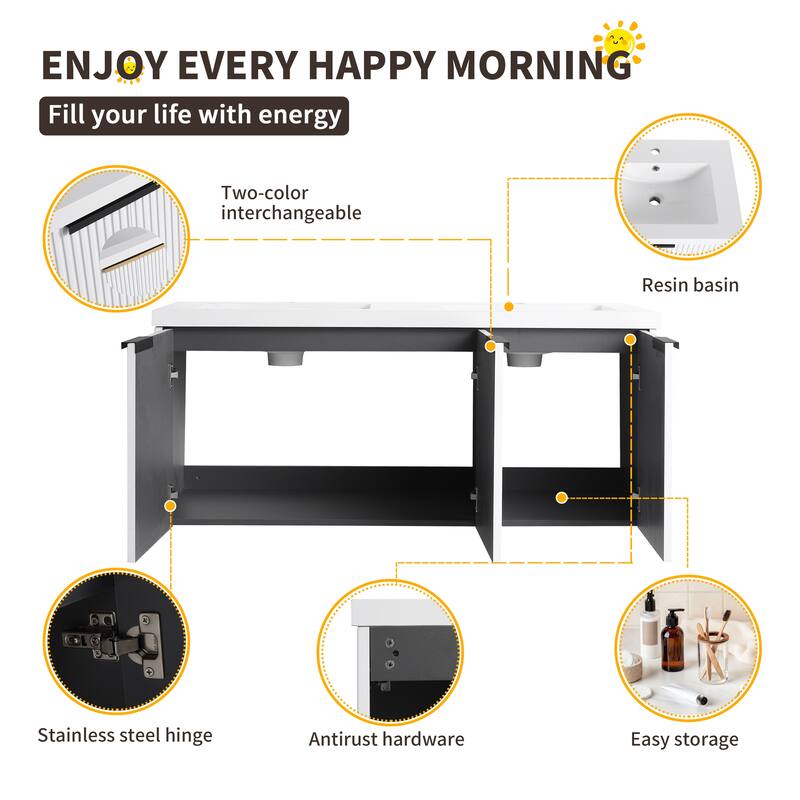 Beingnext 36"/48" Bathroom Vanity with Sink, Floating Bathroom Vanity with Soft Close Door