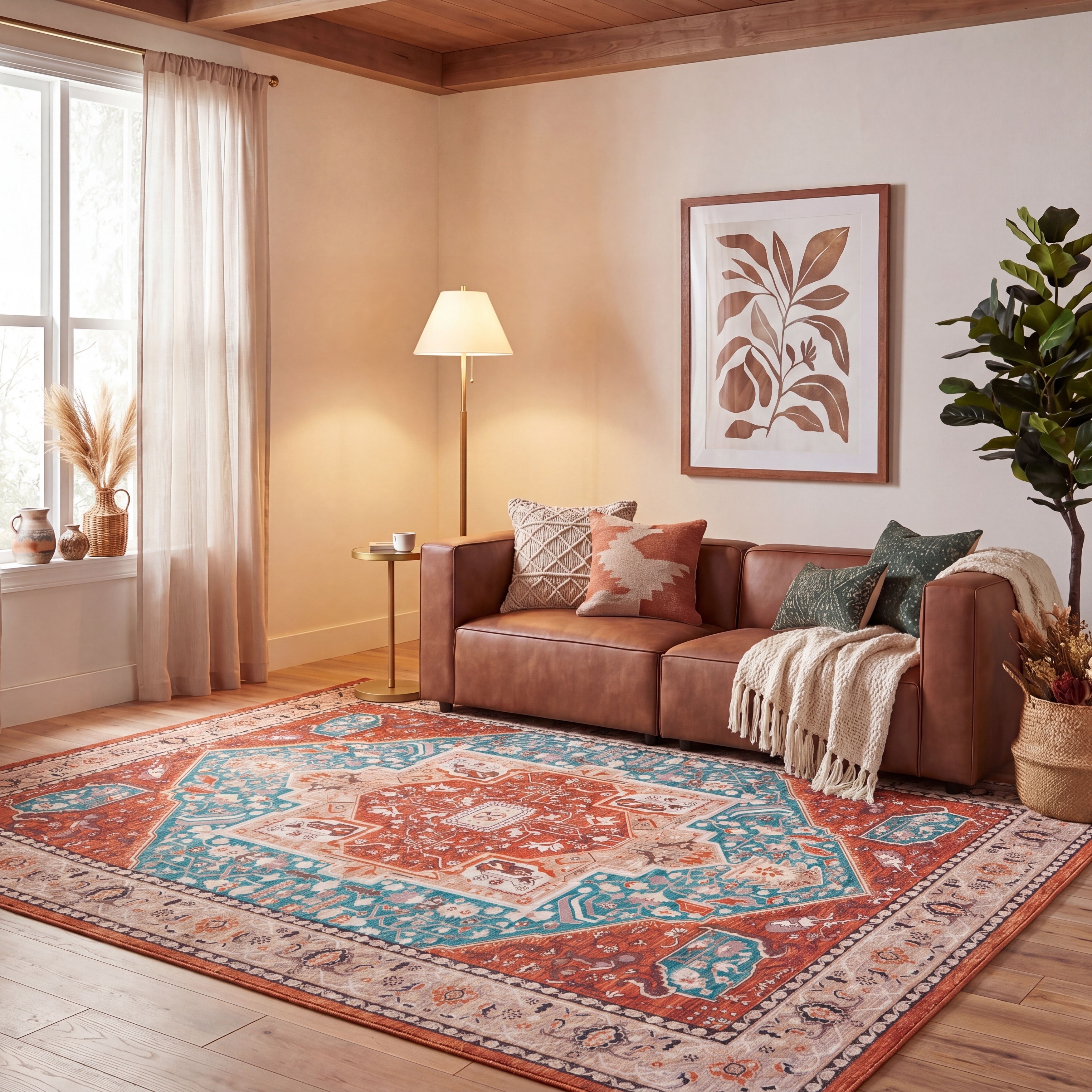 SAFAVIEH Tucson Machine Washable Slip Resistant Einhildur Oriental Medallion