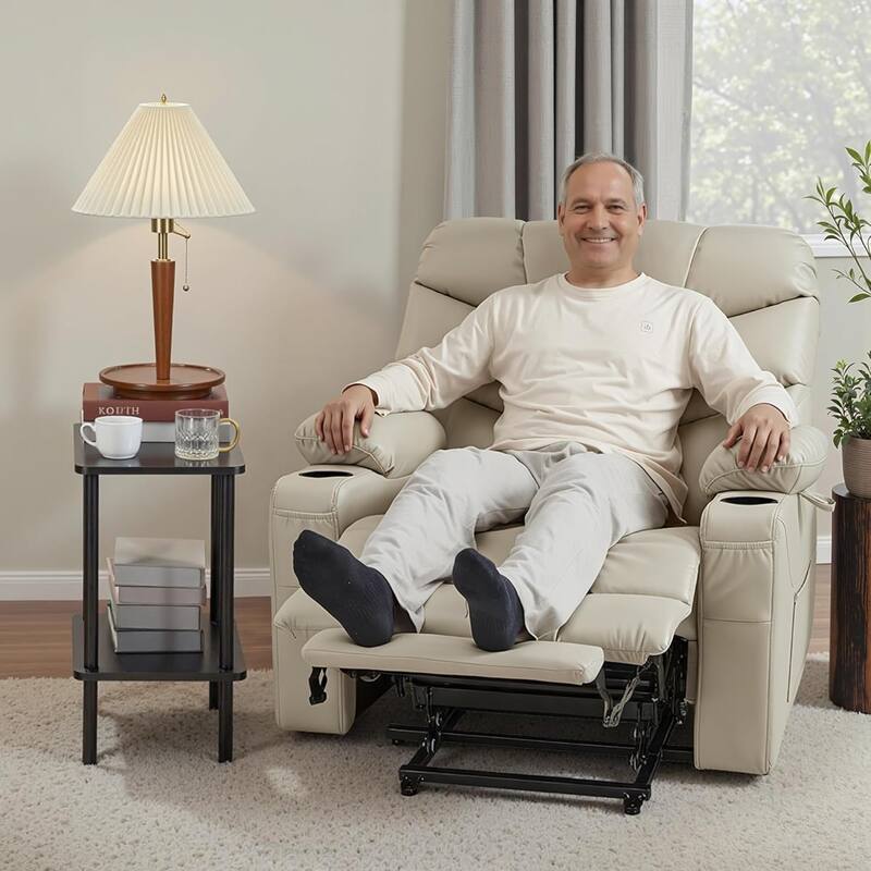 MCombo Wide Power Lift Recliner Chair with Extended Footrest for Big Elderly People, Faux Leather R7289