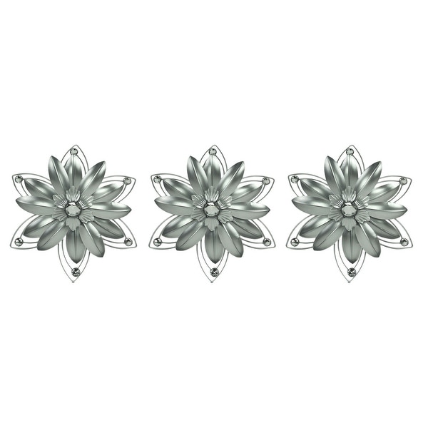 Jeweled 3D Metal Art Flower Wall Sculpture Set of 3. Opens flyout.