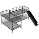 preview thumbnail 6 of 9, L-Shaped Twin Bunk Bed with Slide & Ladder, Space-Saving for Kids, Black