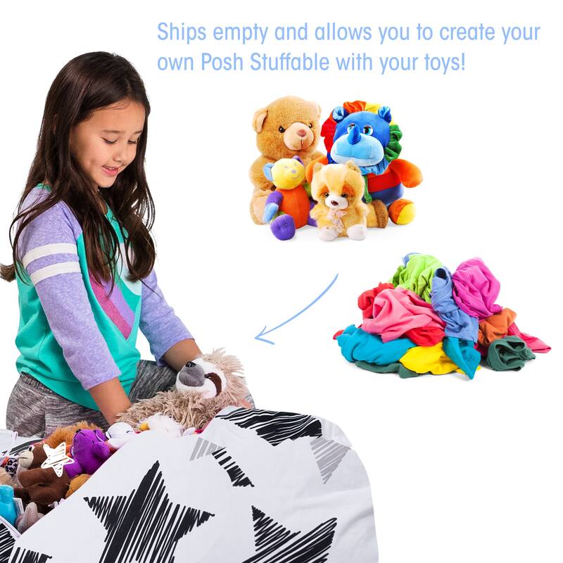Kids Bean Bag Chair Cover Stuffed Animal Storage or Toy Organizer
