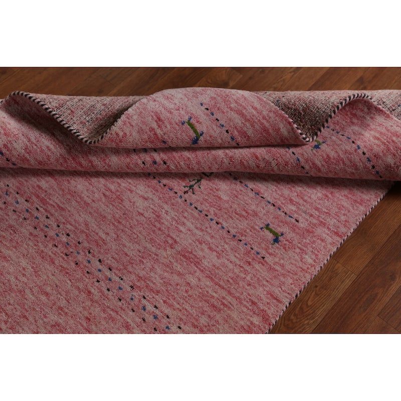 Animals Pink Gabbeh Indian Rug Handmade Wool Carpet - 4'0" x 5'8"