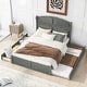 preview thumbnail 2 of 26, Queen Size Platform Bed with Twin Size Trundle and 2-Drawers for Bedroom, No Box Spring Required, Easy Assembly, Antique Grey