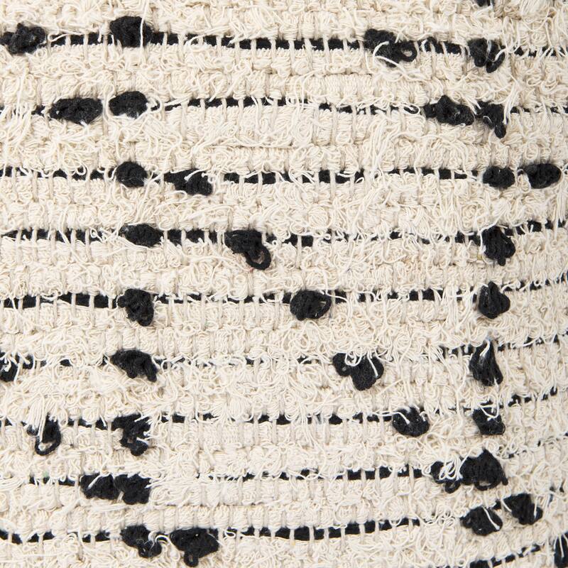 Mercana "Aarohi" Cream & Black Patterned Cotton Square Pouf