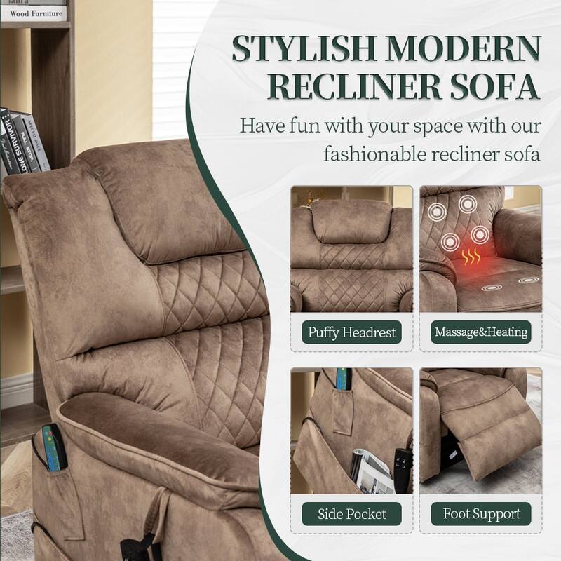 Best Choice Leather Dual Motor Power Lift Recliners - Lift Assist Recliner with Massage/Heating 400lbs