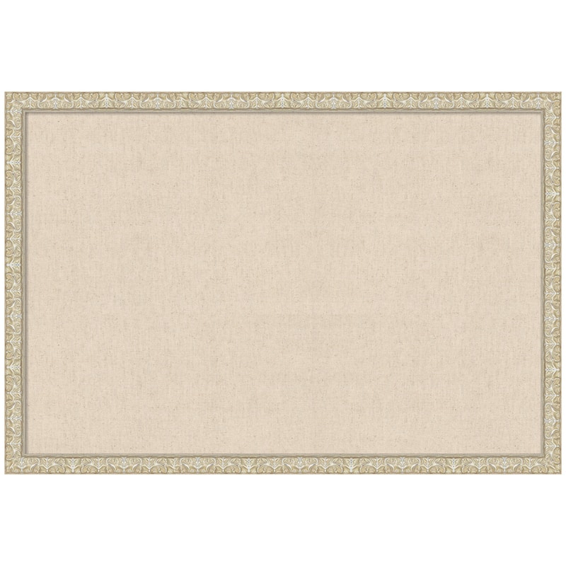 Kate and Laurel Pinboard Neutral Linen - 38x26 - Lila Silver