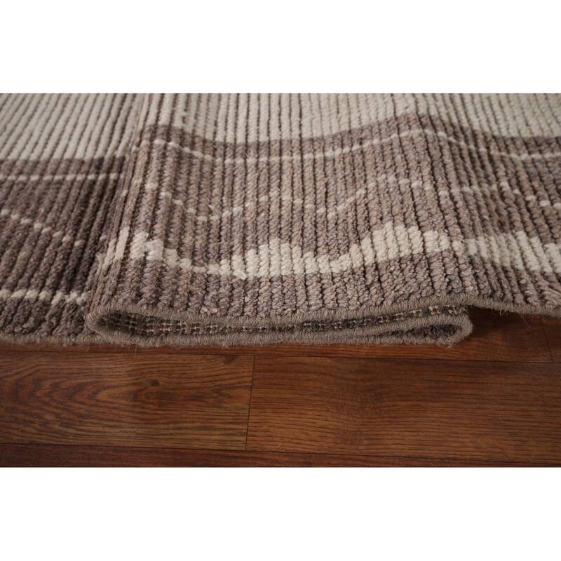 Earth Tone Moroccan Modern Area Rug Handmade Wool Carpet - 9'0"x 12'0"