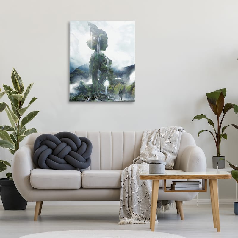 Stupell Mossy Nature Statue of Woman Canvas Wall Art Design By Barrett Biggers