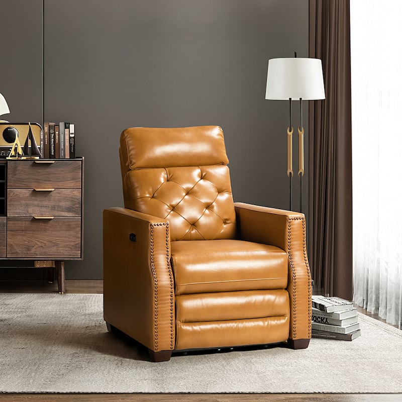 Alina 31.50" Wide Genuine Leather Power Recliner with USB Port