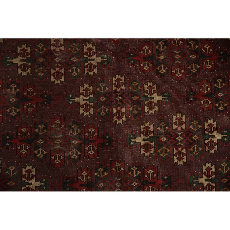 Hand Knotted Oriental 100% Wool Carpet Traditional Geometric Red Bokhara Area Rug - 9' 5'' X 5' 10''
