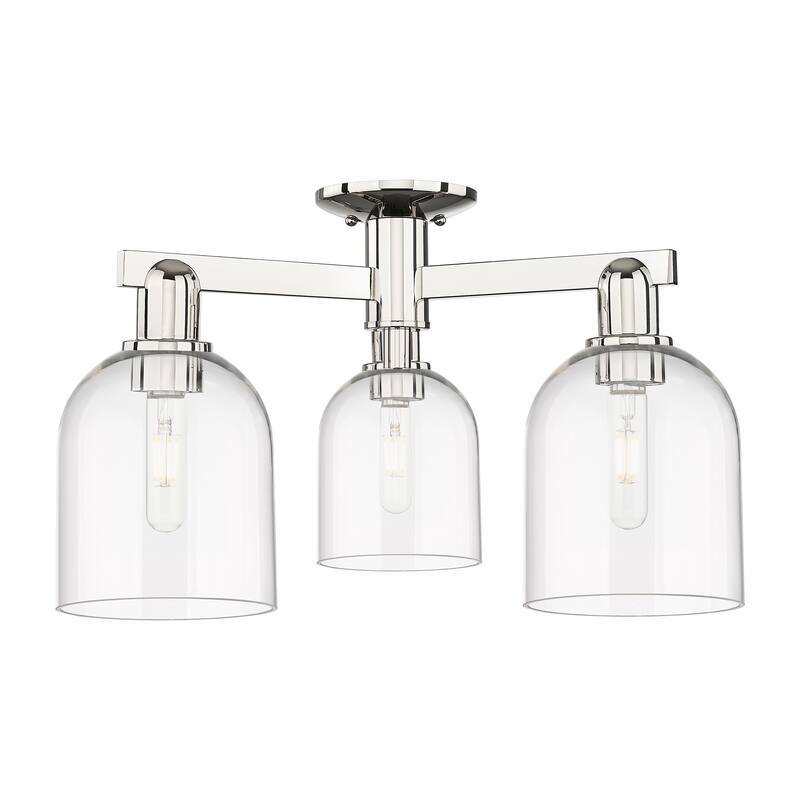 Innovations Lighting Endless Possibilities Arcadia - Bella - 3 Light 23" Semi-Flush Mount - Clear/Polished Nickel