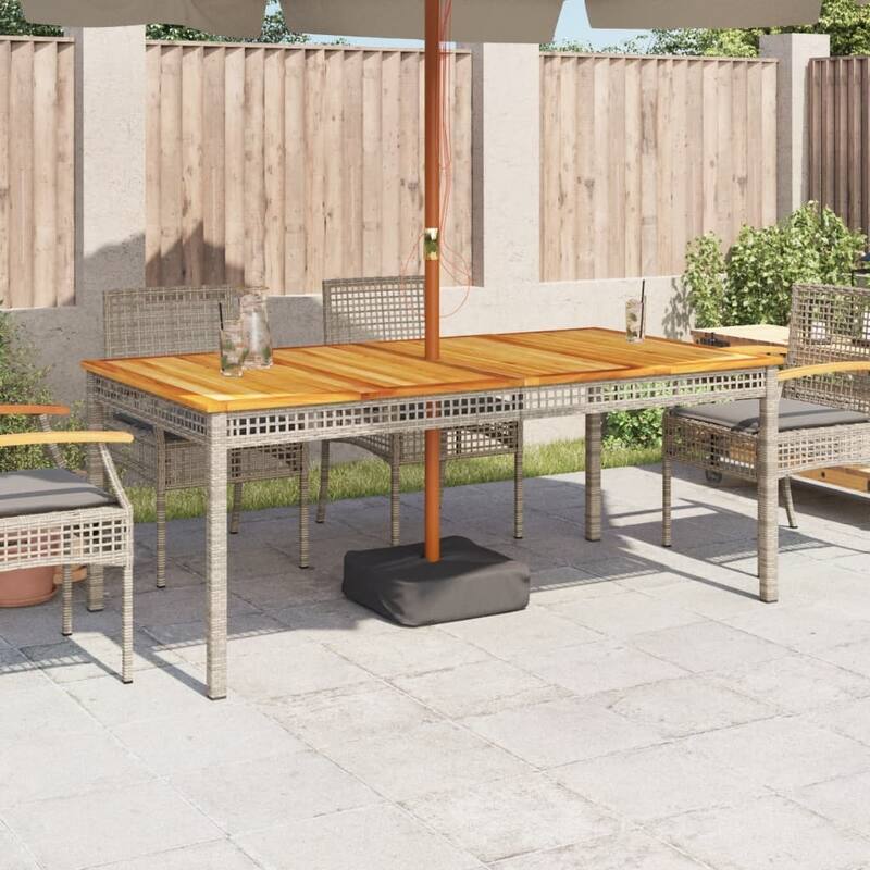 vidaXL Patio Table Furniture Outdoor Garden Backyard Poly Rattan Acacia Wood
