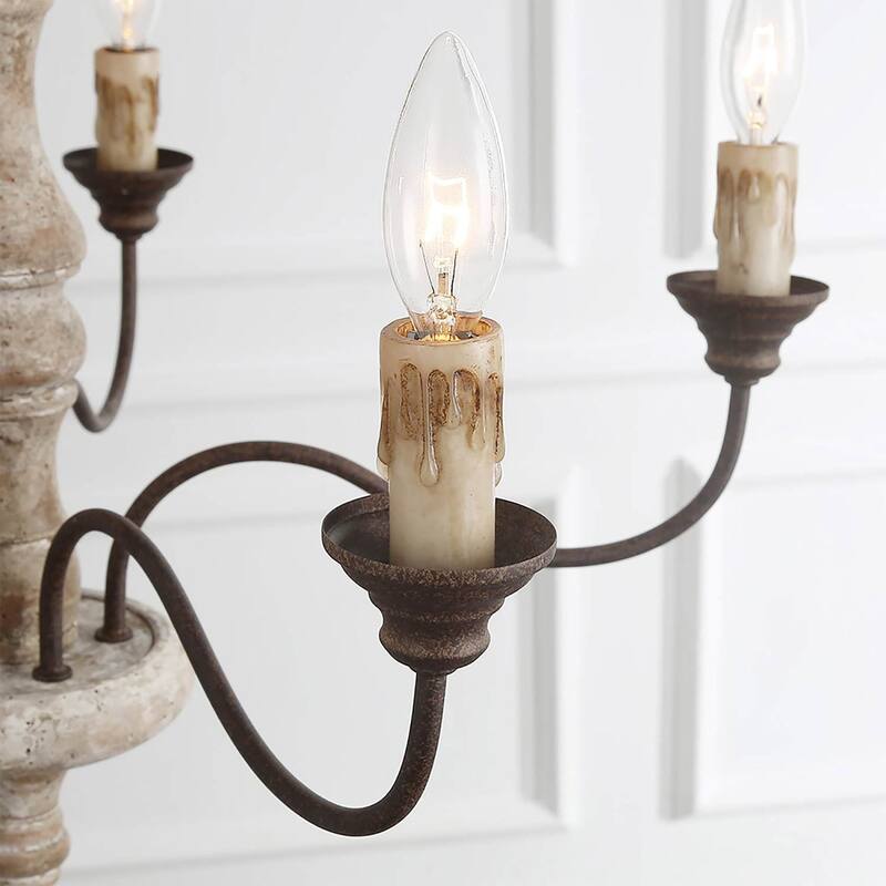 LALUZ Rustic 5-lights Candle Chandelier Distressed Hanging Pendant Lighting Fixture - D 23"* H 24.5"
